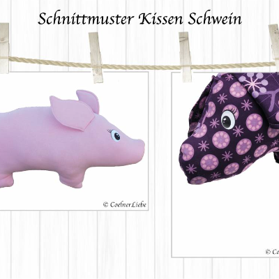 EBook Kissen Schwein, Schnittmuster im A4 Format zum Ausdrucken, inkl. Anleitung und Plottderatei