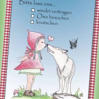 Postkarte „Rotkäppchen & der Wolf“ /// ABVERKAUF Bild 1