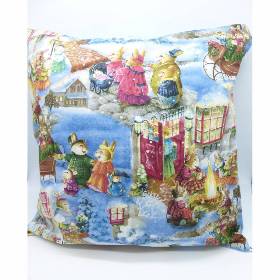 Kissenhülle, Winter im Hasenland, Unikat, Handarbeit, genäht 