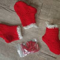 Adventskalender Söckchen * gehäkelt * 24 Socken * rot * Weihnachtskalender *  Weihnachtsrot Bild 2