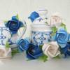 Lichterkette Rosen aus Papier in blau-weiß, Tischdeko Taufe, Hochzeit, Geschenk, Bild 3