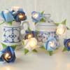 Lichterkette Rosen aus Papier in blau-weiß, Tischdeko Taufe, Hochzeit, Geschenk, Bild 4