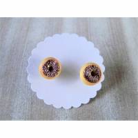 Ohrstecker Donut braun mit bunten Streuseln Ohrringe handmodelliert aus Fimo Ohrschmuck aus Polymer Clay Bild 1