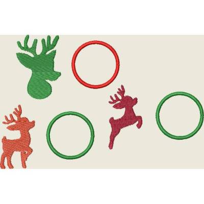 Stickdatei  Untersetzer Mug Rug Rentier  Weihnachten Set 532 Maschinenstickerei