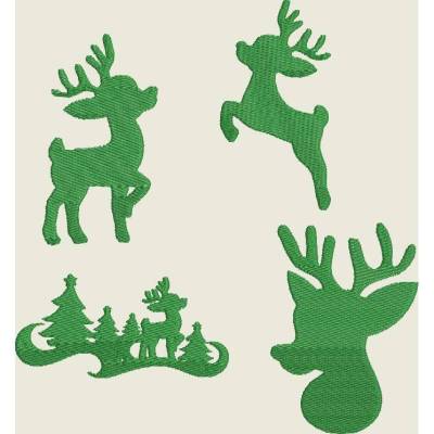 Stickdatei  Scherenschnitt 13x18  Rentier  Hirsch Weihnachten Set 532 Maschinenstickerei
