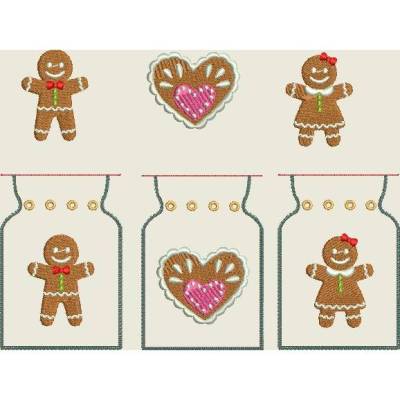 Stickdatei  Advent, Weihnachtssäckchen, Lebkuchen Set 411 Weihnachten Adventskalender