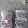 Armstulpen zum wenden für Damen und Kinder aus Jersey in rosa mit Muster, kombiniert mit Unijresey in grau meliert Bild 5