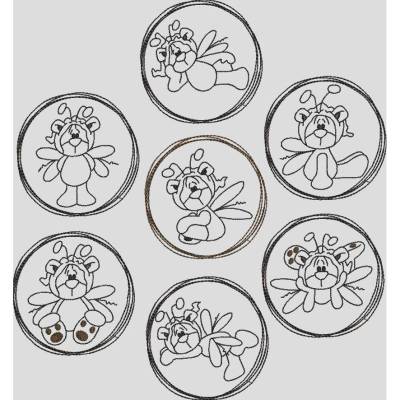 Stickdatei  Schmetterling  Teddy  Engel Doodle Rahmen Set  201/1 Maschinenstickerei Strichmännchen