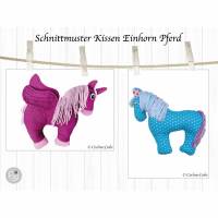 EBook Kissen Pferd Einhorn, Schnittmuster im A4 Format zum Ausdrucken, inkl. Anleitung und Plottderatei