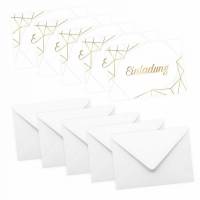 5 Klapp-Einladungskarten Linien Gold inkl. 5 weißen Briefumschlägen - Hochzeit Geburtstag Konfirmation Jubiläum Bild 1