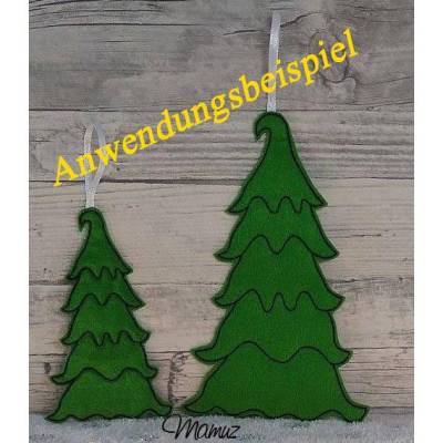 *  2 x ITH Tannenbaum - Anhänger  *  Christbaum Deko - Stickdatei, 2 Größen