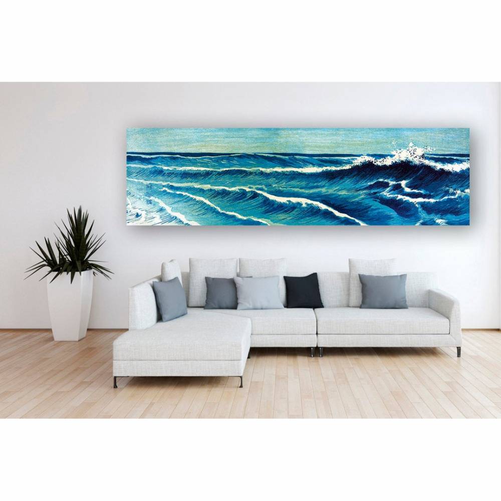 Blaues Meer Panorama Format Modernes Bild auf Leinwand Wandbild Poster