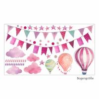 015 Wandtattoo Girlande Wimpelkette Ballon Wolke Regen Sterne rosa beere lila *nikima* in 6 vers. Größen Bild 1
