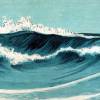 Leinwandbild Dancing Waves, Japanische Kunst Abstrakt Meer Wellen Blau Türkis, Weiß, maritim Holzschnitt um 1900 Bild 4