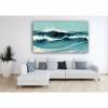 Leinwandbild Dancing Waves, Japanische Kunst Abstrakt Meer Wellen Blau Türkis, Weiß, maritim Holzschnitt um 1900 Bild 5