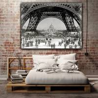 Paris Eiffelturm 1889 Leinwand Bild  - Kunstdruck schwarz-weiss Fotografie Vintage Art - Wandbild - Druck auf Leinwand Bild 1