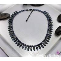 Statementkette in dunkelblau mit Verlängerung - interessante Kette mit tollen langen Glasperlen - Halskette geschenkfertig! Bild 1