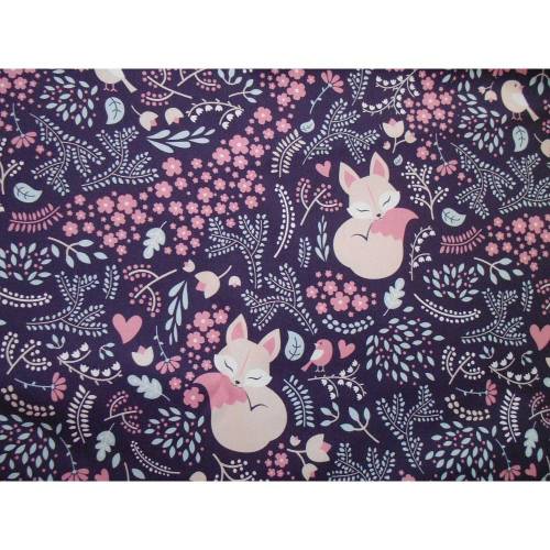 Fuchs und Vögelchen- Baumwollstoff 1m Rest