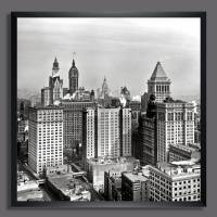 Manhattan Skyline / Poster gerahmt 63x63cm / Kunstdruck mit hochwertigem Rahmen /Galerierahmung /Wandbild / New York um 1900 / Vintage Bild 2