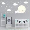 135 Wandtattoo Vollmond mit Wolken und Sternen grau weiß - in 6 vers. Größen - süße Baby Kinderzimmer Wanddeko Aufkleber Sticker Bild 4