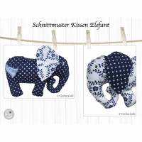 EBook Kissen Elefant, Schnittmuster im A4 Format zum Ausdrucken, inkl. Anleitung und Plottderatei Bild 1