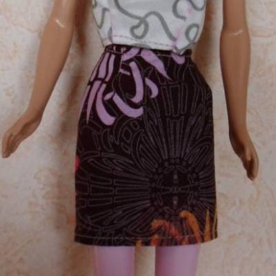 Barbie-Kleidung, Barbie-Rock, Rock für Barbiepuppe, Batikstoff