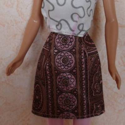 Barbie-Kleidung, Barbie-Rock, Rock für Barbiepuppe, Batikstoff