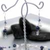 Luftig, filigrane Ohrringe dunkelblau & weiß, versilberte Perle - weiße Perlen und blaue Kristalle, Ohrhänger sportlich elegant, zauberhaft schön Bild 3