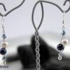 Luftig, filigrane Ohrringe dunkelblau & weiß, versilberte Perle - weiße Perlen und blaue Kristalle, Ohrhänger sportlich elegant, zauberhaft schön Bild 4
