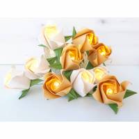 Lichterkette Rosen in creme gold, Weihnachtsdeko, Tischdeko Weihnachten, Geschenk Bild 1