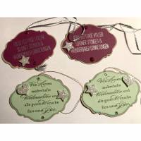 Weihnachten: 4 x Vintage Geschenkeanhänger "Frohe Festtage" - "Von Herzen zauberhafte Weihnachten" Bild 1