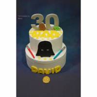 Tortenaufleger Fondant Geburtstag Tortendeko Star Wars  Yoda Lichtschwerter Bild 1