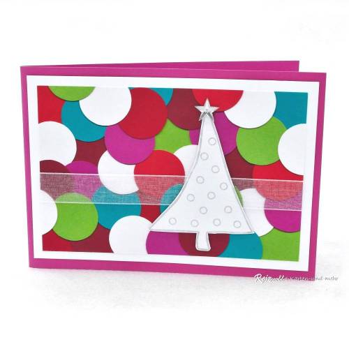Weihnachtskarte Weihnachtsbaum pink-bunt