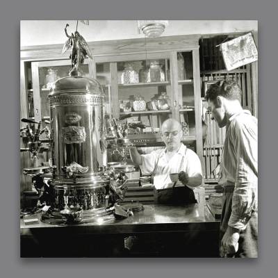 Leinwandbild Espresso Bar in New York I. ab 30x30 cm,  Schwarz weiß Fotografie - Kunstdruck - Photoart - Kunst - Druck -