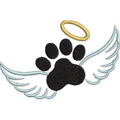 Stickdatei Hund Applikation, Pfote mit Flügel, Engel, Set 576 Maschinenstickerei