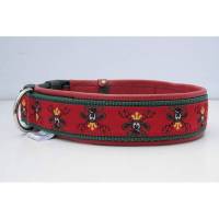 Hundehalsband »Weihnachtselch rot« mit echtem Leder unterlegt aus der Halsbandmanufaktur von dogs & paw Bild 1