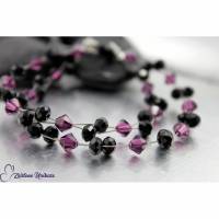 Wunderschöne elegante Kette, lila & schwarz - zauberhafte Kristalle und funkelnde Glasrondelle - Halskette amethyst / schwarz Bild 1