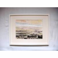 Original Aquarell mit Rahmen echtes Gemälde Landschaftsbild Bodensee Bild 1