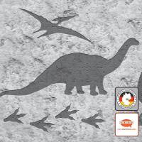 Kinderbordüre: Dino-Spuren Steinoptik - grau braun - optional selbstklebend - 18 cm Höhe Bild 1