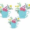 Stickdatei Kaffeetasse Teetasse mit Blumen 3 Größen Bild 2