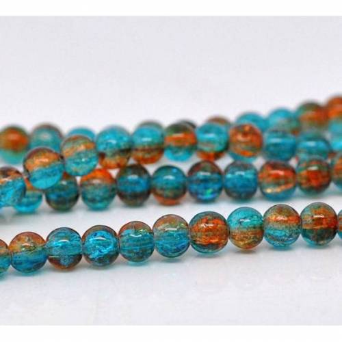 25 Glasperlen, 6mm, zweifarbig, Perlen, Schmuckperlen,   12213