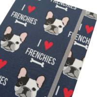 Notizbuch A5 Hardcover stoffbezogen Französische Bulldogge "I love Frenchies" Geschenk Geschenkartikel Frenchie Geschenkidee Bild 1