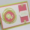 Babykarte "Löwe" in limettengrün und rosa Bild 2