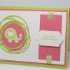 Babykarte "Löwe" in limettengrün und rosa Bild 3