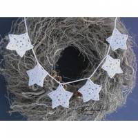 Girlande - Wimpelkette, Sterne - weiße Girlande aus Baumwolle & Leinen Bild 1