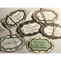 Weihnachten: 6 x Vintage Geschenkeanhänger - gestempelt mit Stampin up Bild 1
