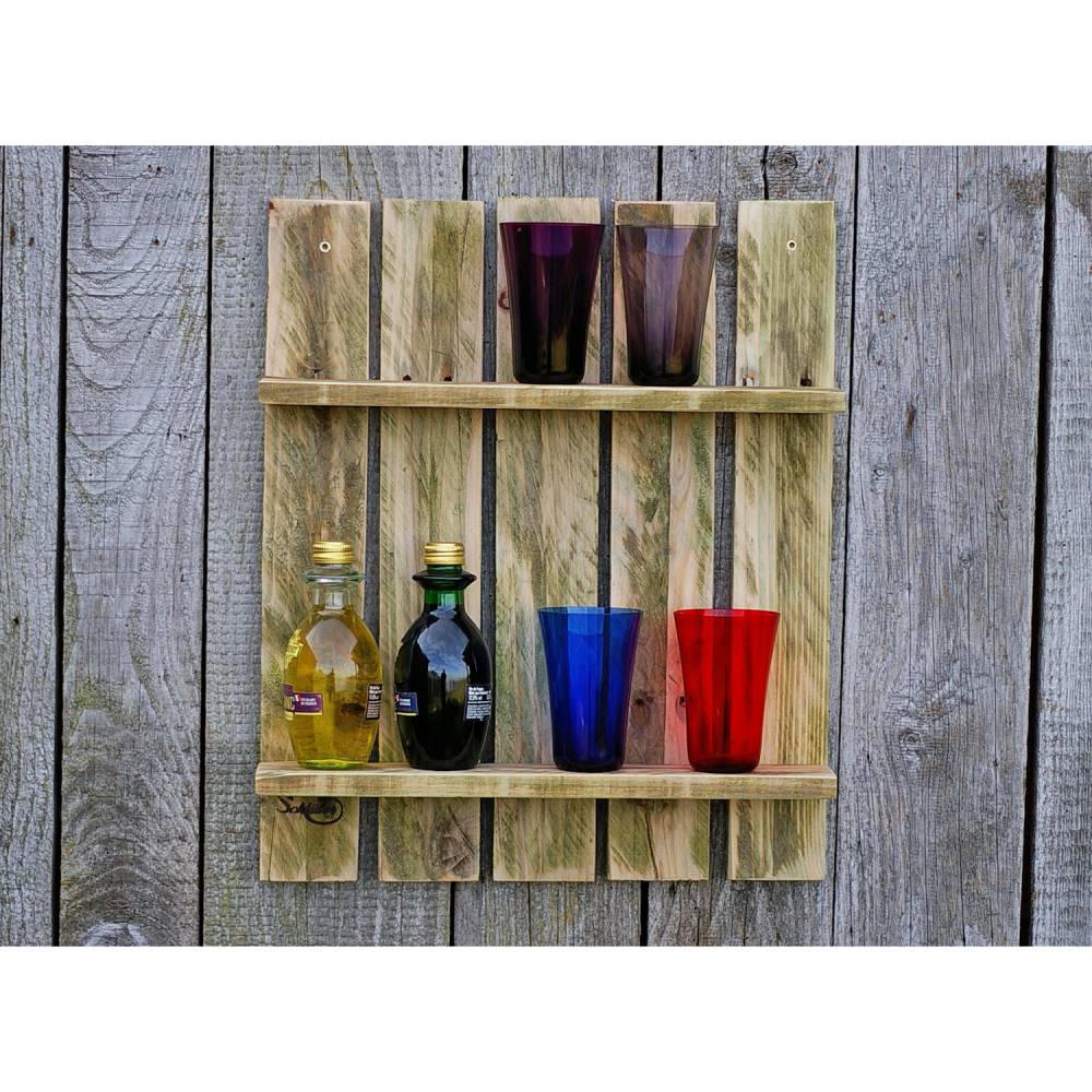 Palettenholz, Regal, Regal für Vasen, Wandregal aus Palette,Palettenmöbel, Holz, wohnen, deko, Holzregal, Bild 1