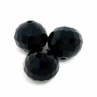 10 FACETTIERTE GLASPERLEN, schwarz, geschliffen, Perlen, Schmuckperlen, 10mm,   04675 Bild 1