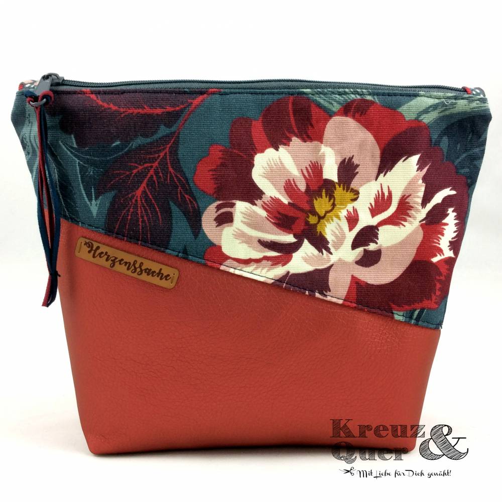 Kulturtasche Kylie Bird blau rot, Kosmetiktasche