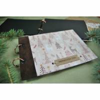 kleines Weihnachtsalbum Fotoalbum Album Weihnachten Weihnachtsgeschenk personalisiert Winterwald Wald Tiere Hirsch Familie Geschenk Bild 1